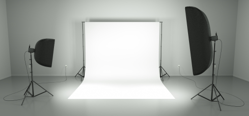Studio lighting setup ready for an on-site shoot