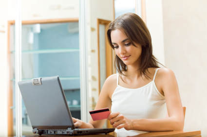 Shopper browsing a product page on a laptop